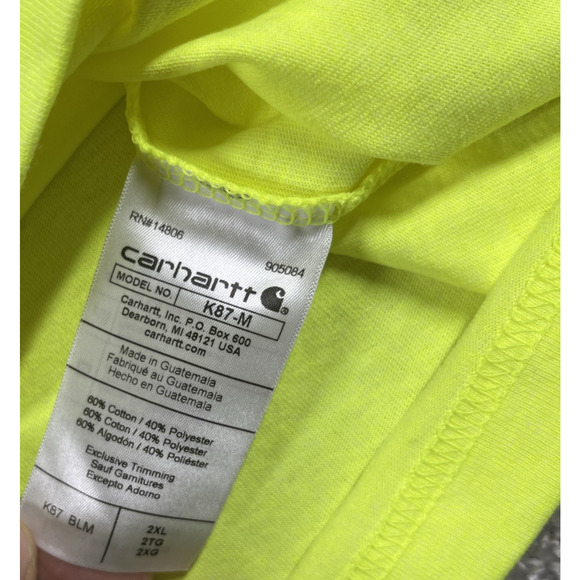 Carhartt T Shirt Mens XXL Loose Fit Idaho Cleanup Project Neon Yellow - Picture 9 of 14